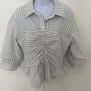 Jonathan Simkhai Faux Corset Striped Blouse - Sz 8